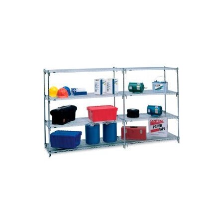 Metro Metro, Chrome, 4 Tier, Wire Shelving Add-On Unit, 72"W x 18"D x 63"H 5650500
